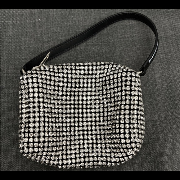 Alexander Wang heiress pouch in rhinestone mesh handbag silver AUTHENTIC - Picture 4 of 13